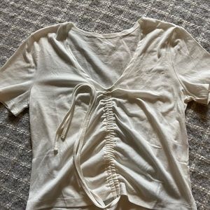 White drawstring crop top